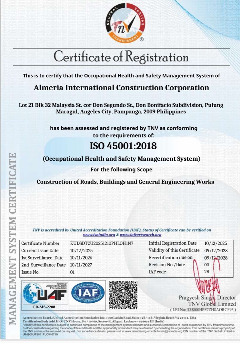 ISO 45001:2018 Certificate